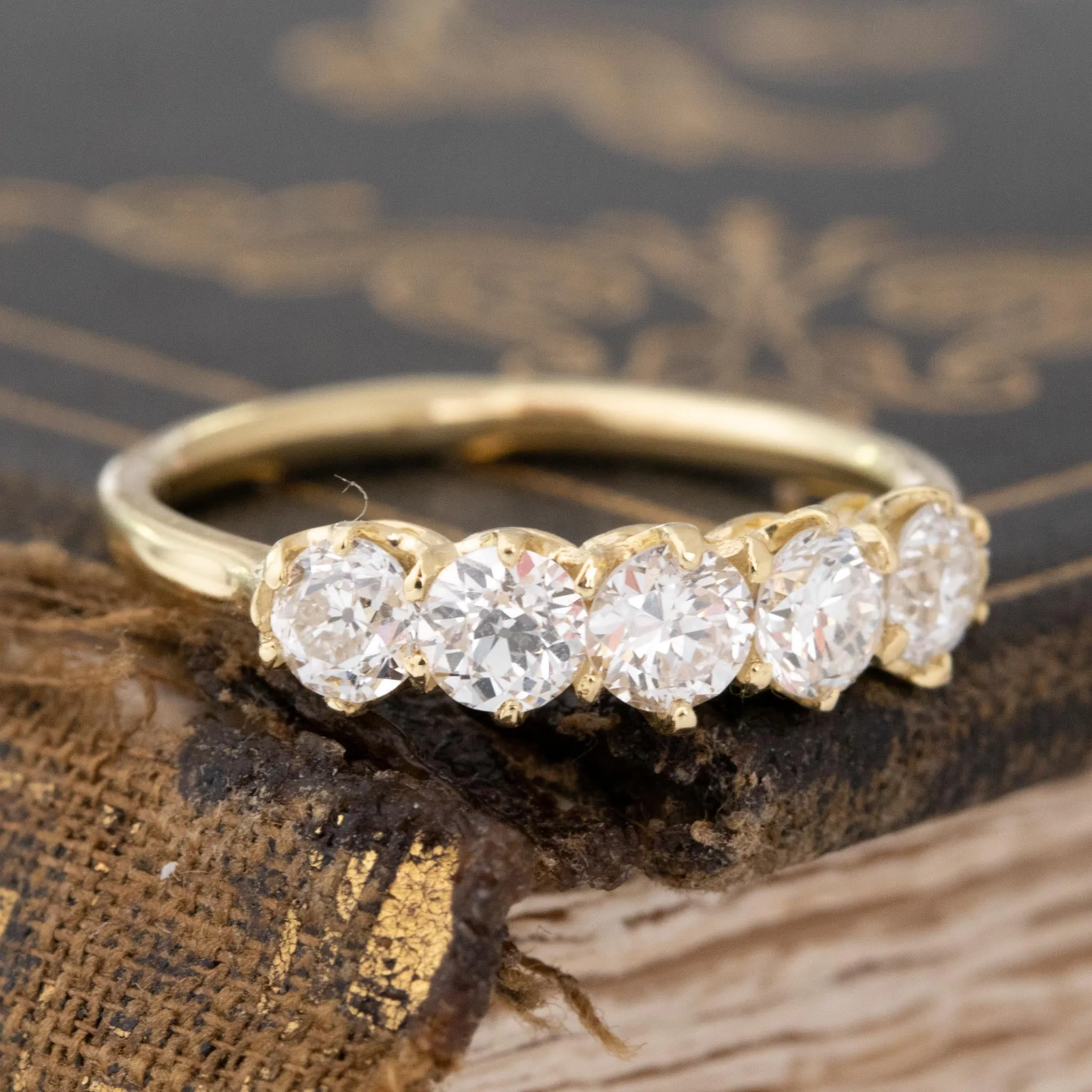 .97ctw Old European Cut Diamond 5-Stone Band