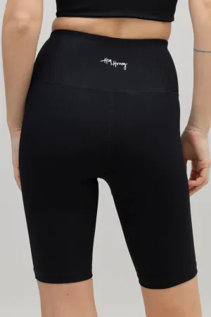 High-Waist Biker Ripped Black